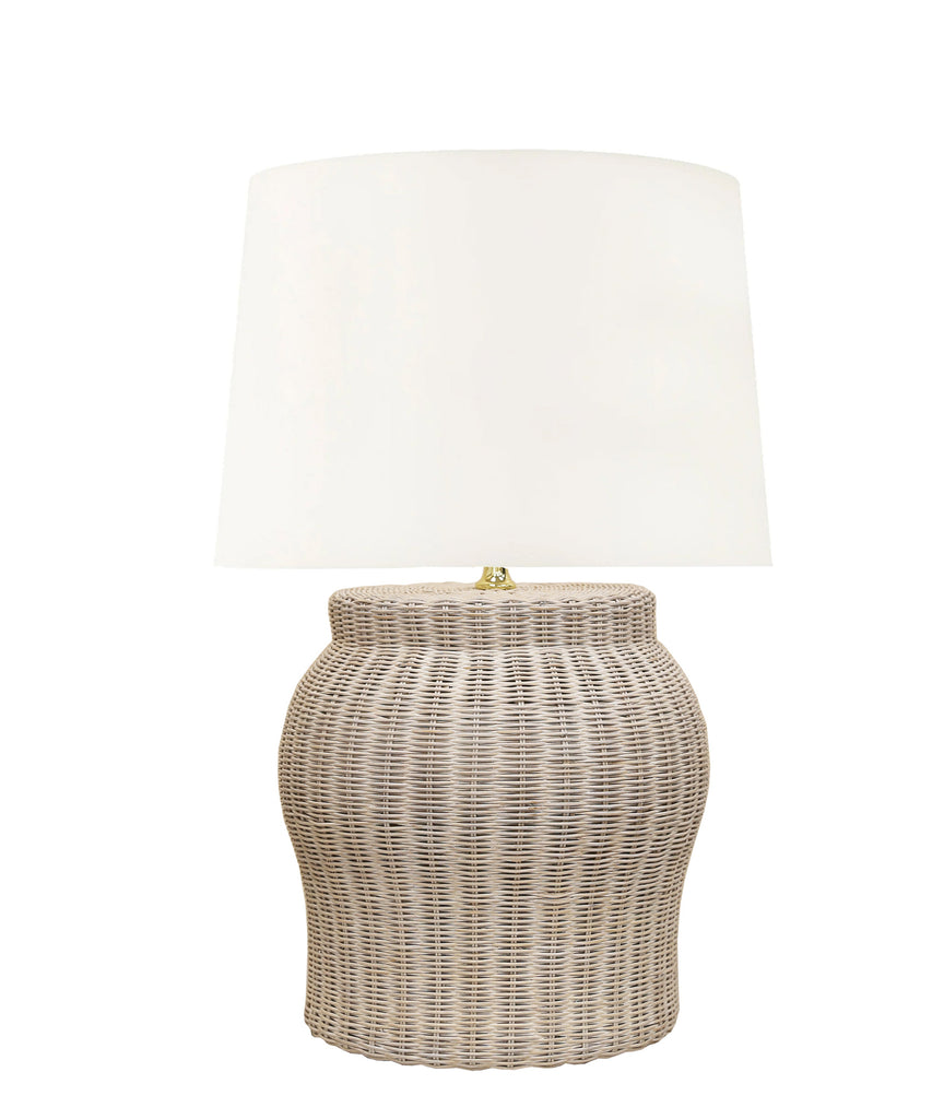 Bridgeport Rattan Table Lamp, White Wash