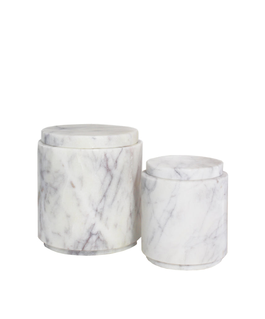 Round Marble Canisters with Lid