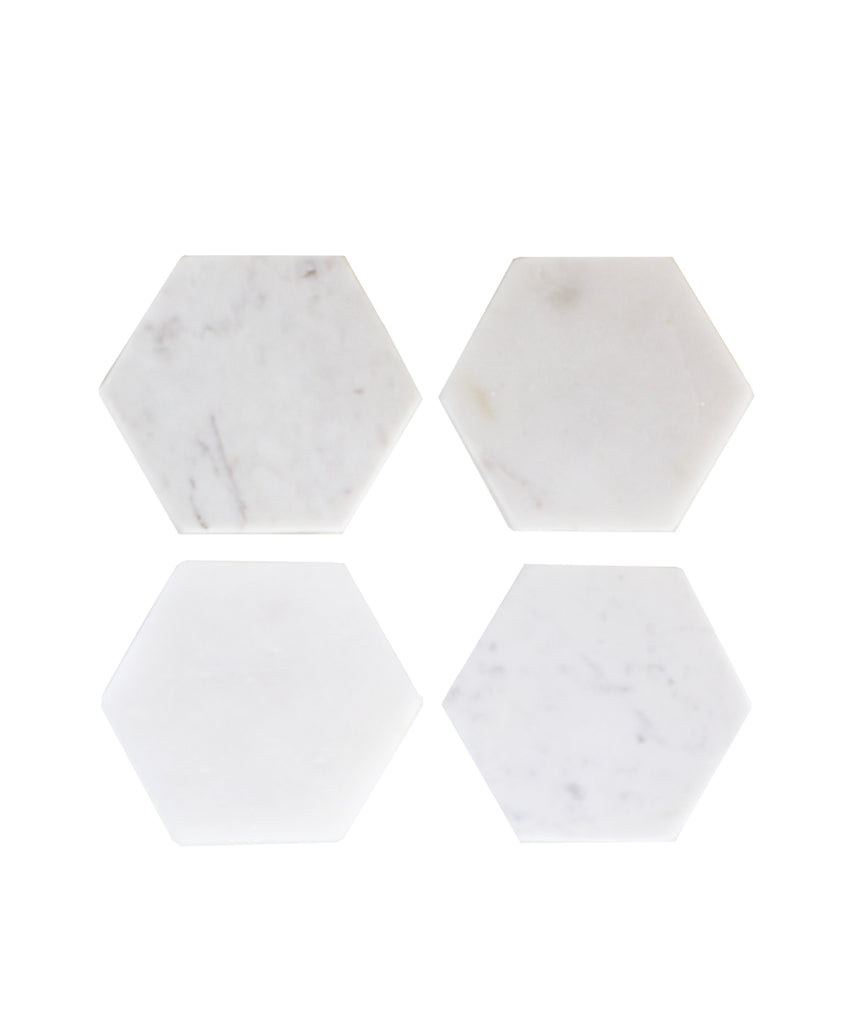 Set of 4 Marble Hex Coasters