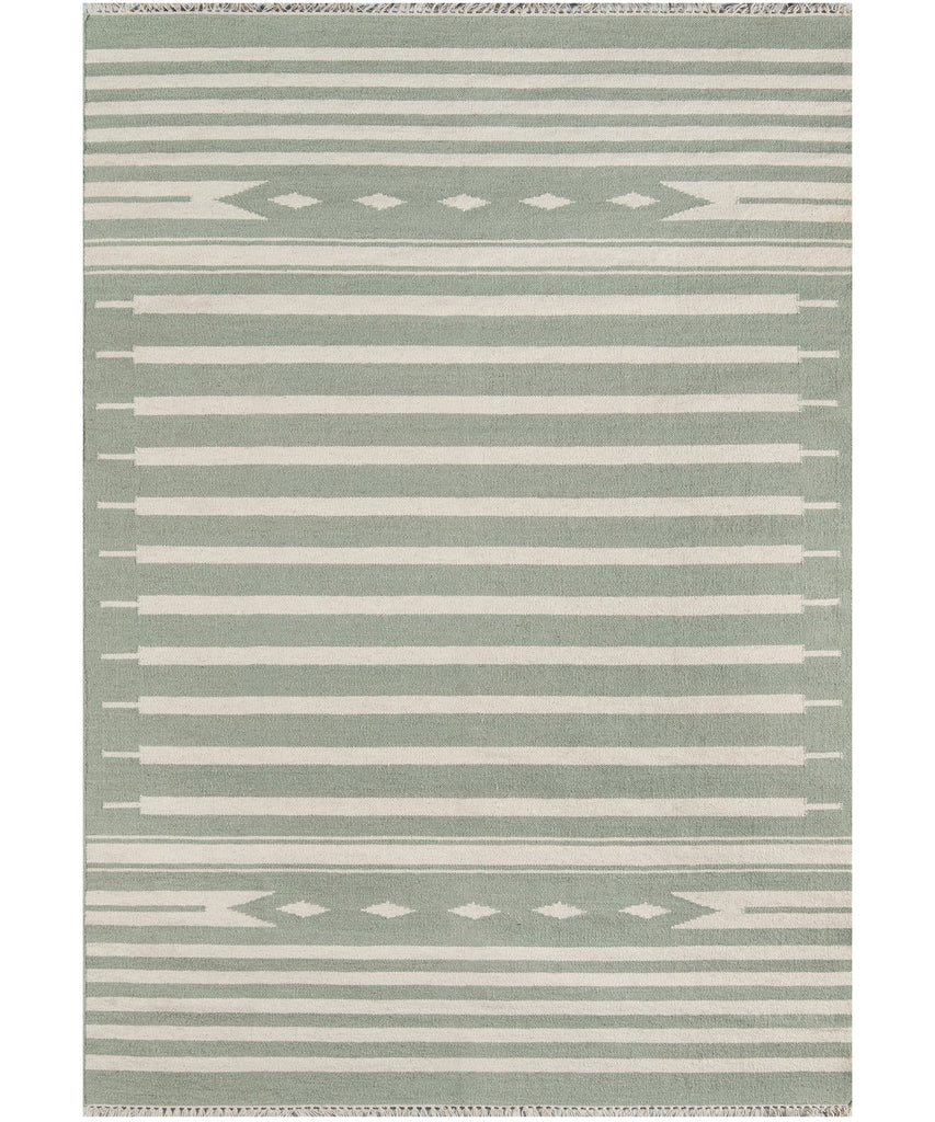 Theo Stripe Flat Weave Rug, Sage
