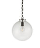 Large Katie Globe Pendant, Clear Glass with Bronze