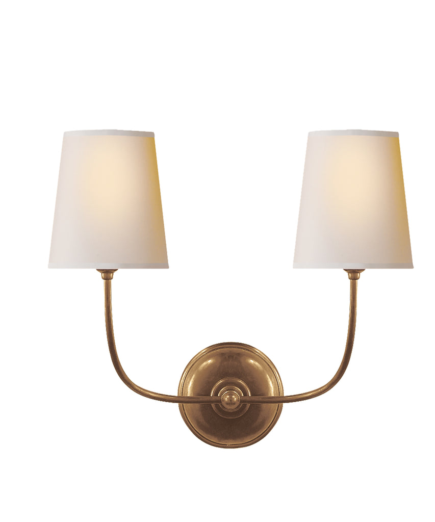 Vendome Double Wall Sconce, Antique Brass