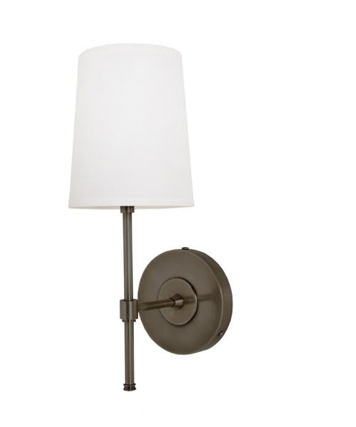 Adams Wall Sconce with Linen Shade, Bronze