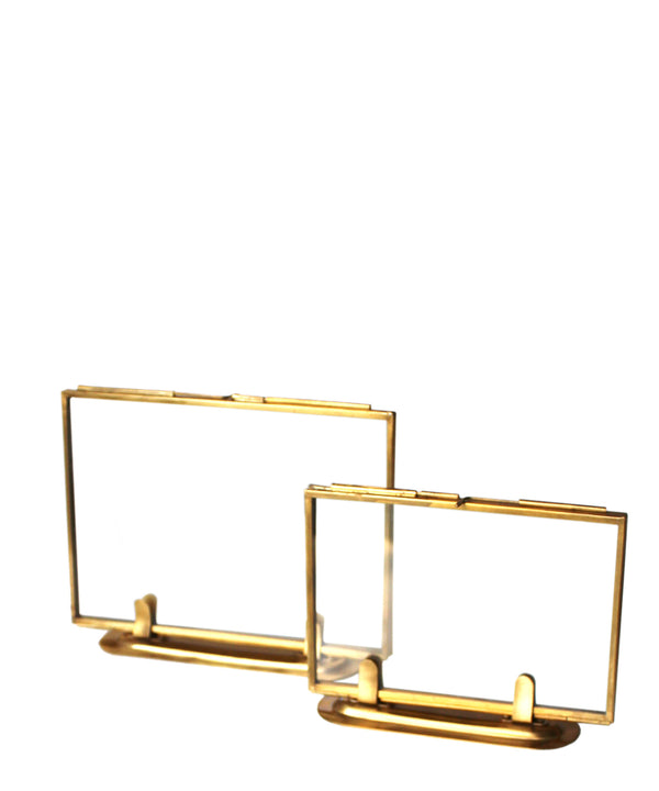 Double Sided Glass Picture Frames, Brass