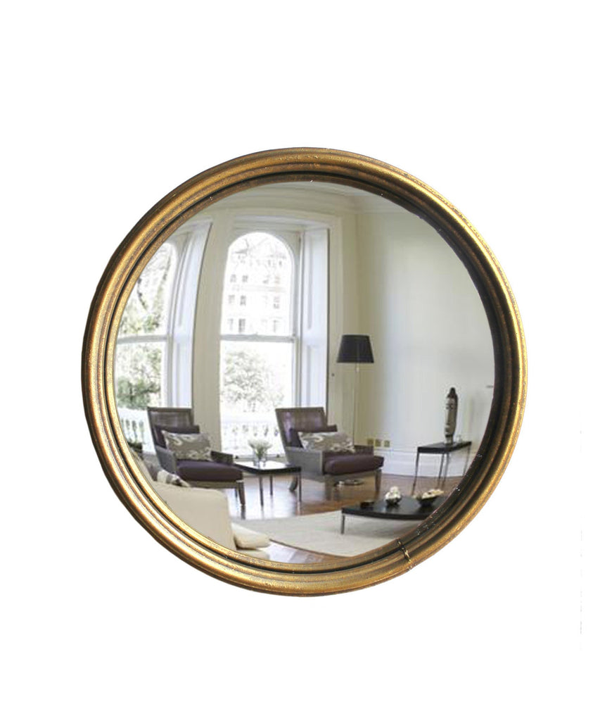 Round Convex Mirror, Antique Gold