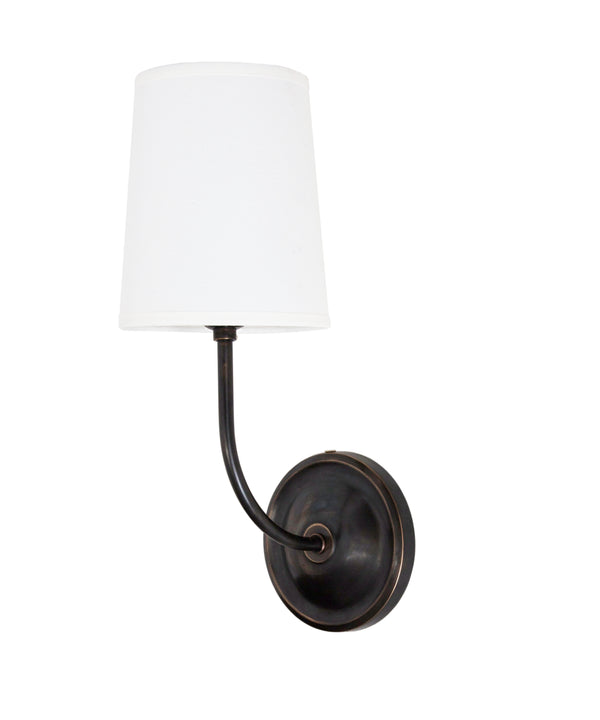 Spencer Wall Sconce with Linen Shade, Bronze