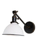 Jefferson Single Long Arm Wall Sconce with White Enamel Shade, Bronze