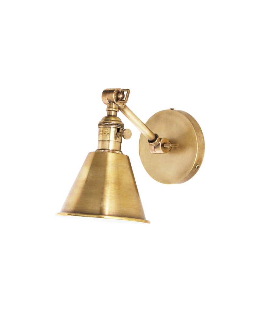 Jefferson Single Short Arm Wall Sconce, Antique Brass