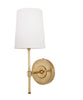 Adams Wall Sconce with Linen Shade, Antique Brass