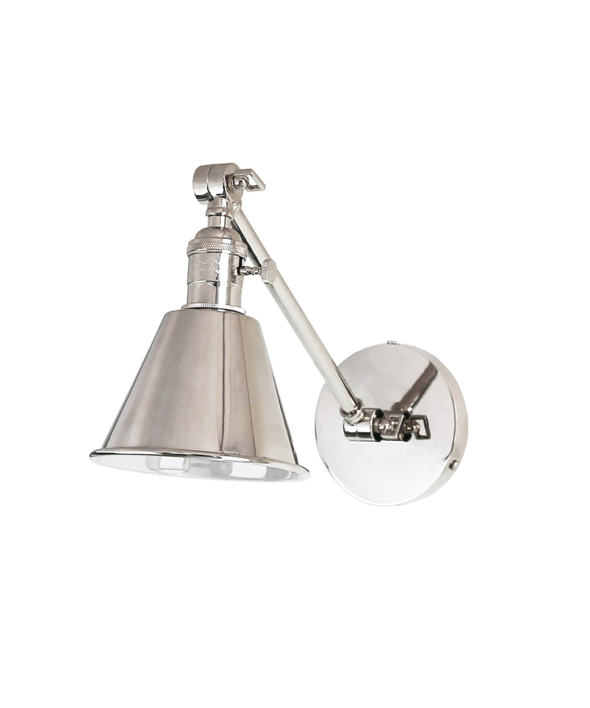 Jefferson Single Long Arm Wall Sconce, Polished Nickel