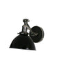 Jefferson Single Short Arm Wall Sconce with Black Enamel Shade, Bronze
