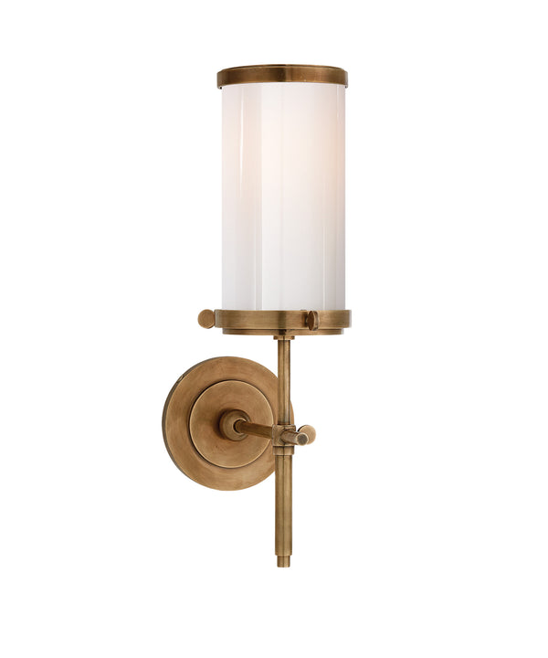 Bryant Bath Sconce, Antique Brass with White Glass Shade