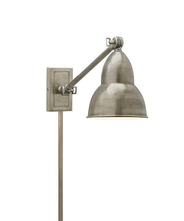 French Library Single Arm Wall Sconce, Antique Nickel