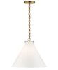 Large Katie Conical Pendant, White Glass with Antique Brass
