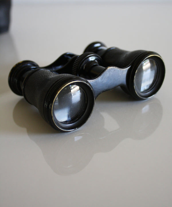 Vintage Black Binoculars with Leather Case