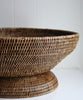 Large Round Pedestal Fruit Bowl, Brown