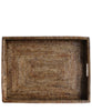 Large Woven Rectangular Serving Tray, Antique Brown