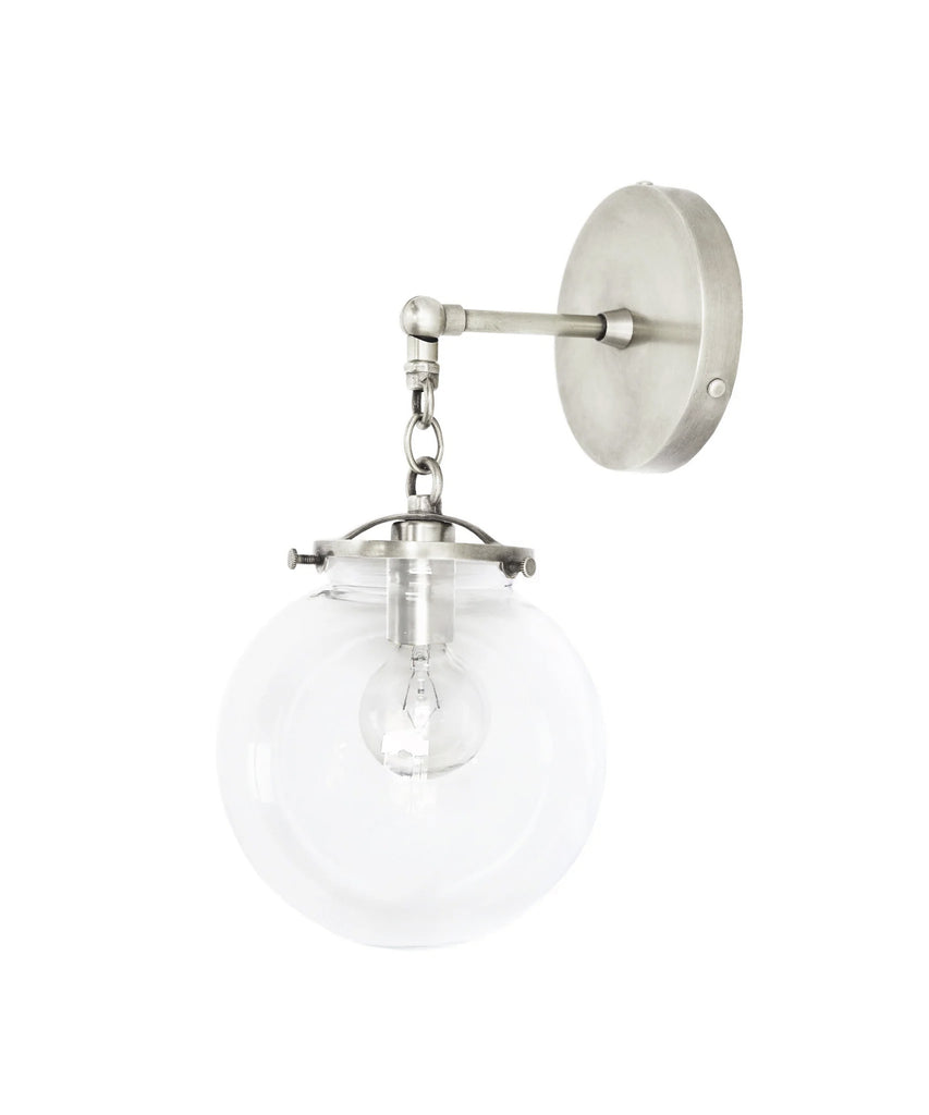 Betsy Wall Sconce, Polished Nickel and Clear Glass Globe