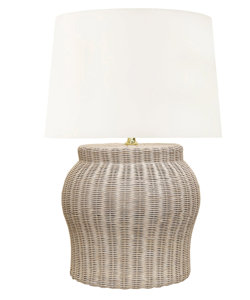 Bridgeport Rattan Table Lamp, White Wash