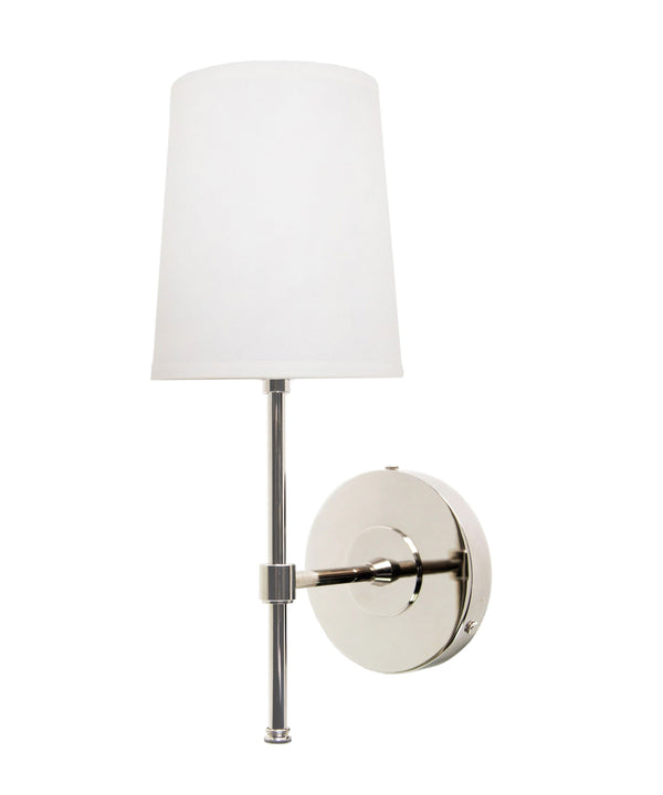 Adams Wall Sconce with Linen Shade, Polished Nickel
