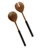 Barton Leather Wrapped Serving Set, Teak & Black Leather