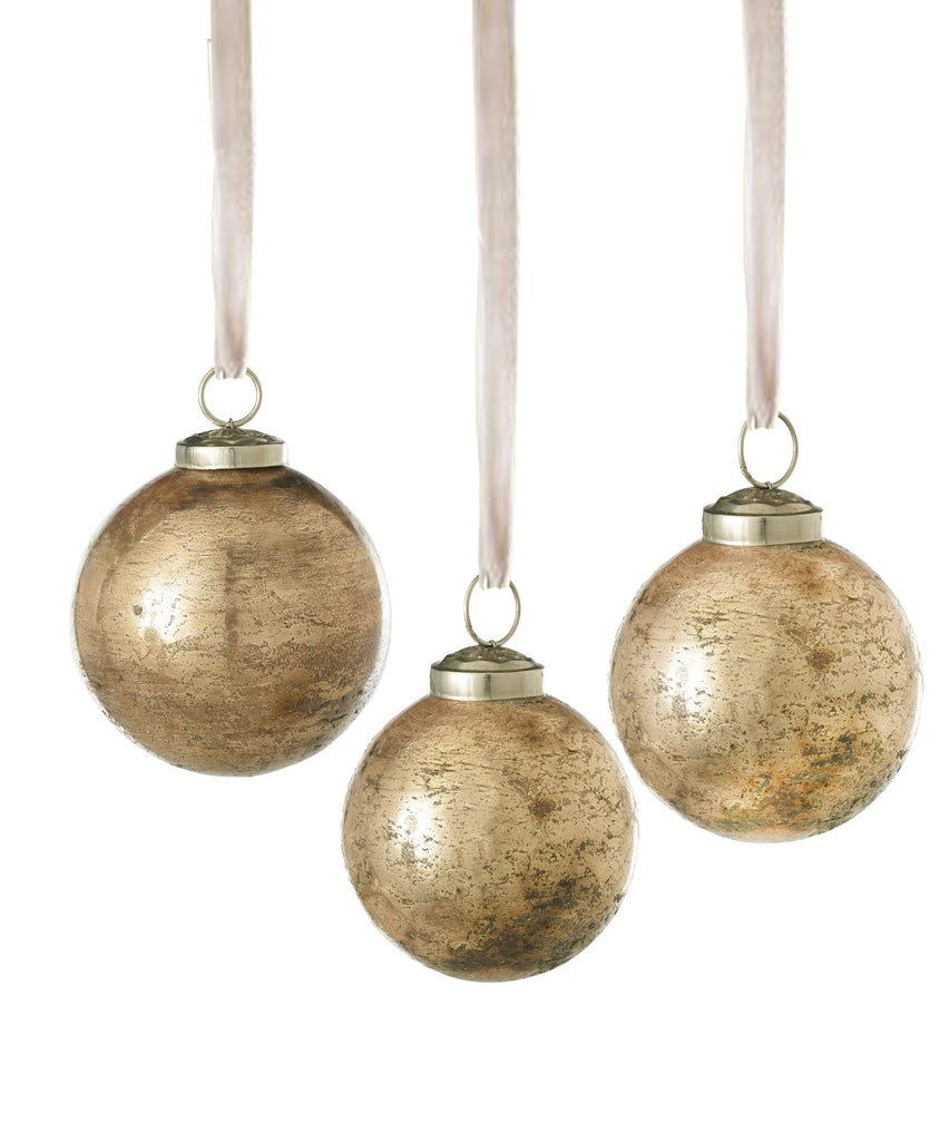 Blitzen Glass Ornament, Gold - Set of 3
