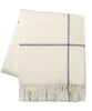 Italian Cashmere Throw Blanket, Ecru & Navy Windowpane