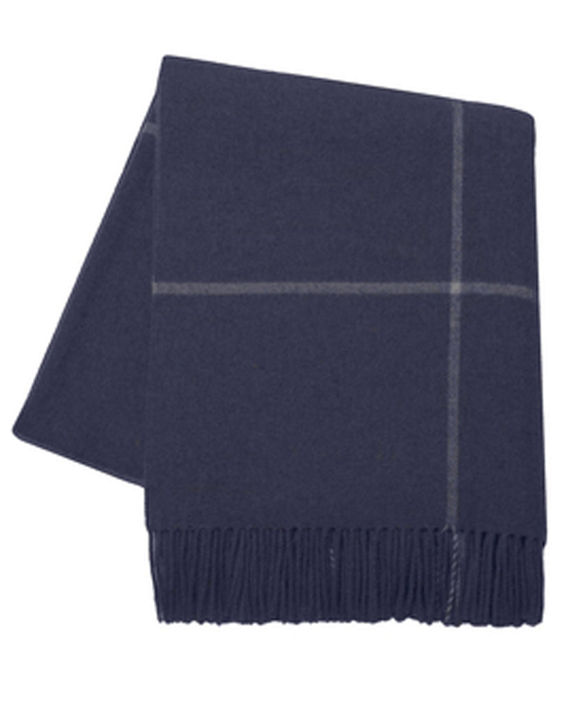 Italian Cashmere Throw Blanket, Navy Windowpane