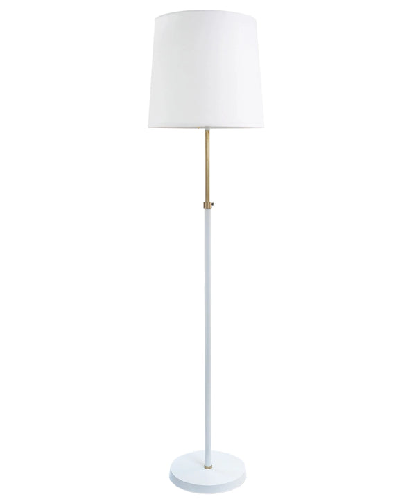 Gilbert Adjustable Floor Lamp, White and Antique Brass