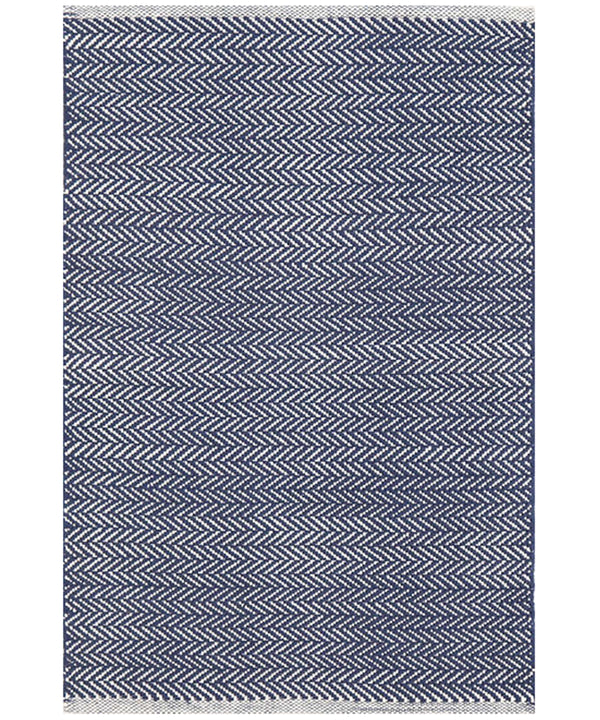 Herringbone Indigo Woven Cotton Rug