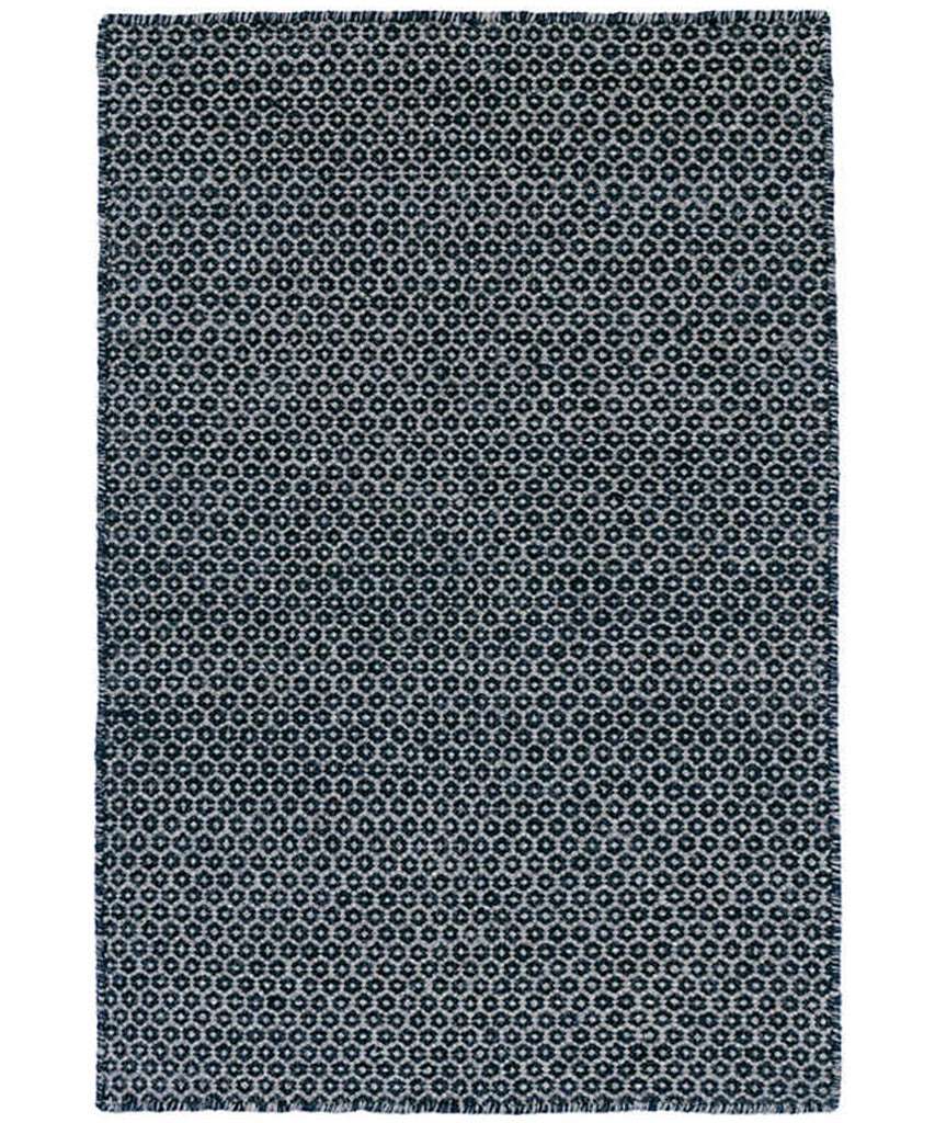 Honeycomb Woven Wool Rug, Indigo
