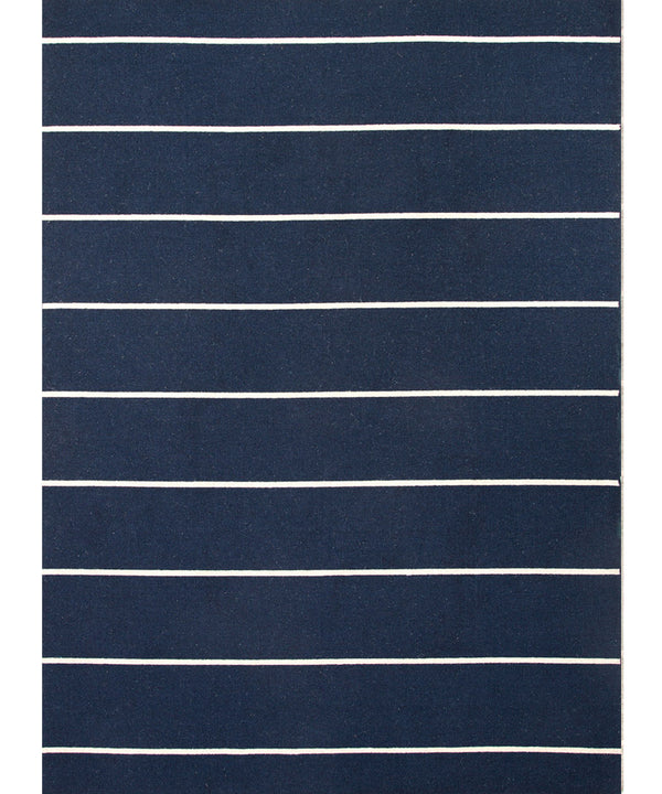Cape Cod Stripe Flat Weave Rug, Navy