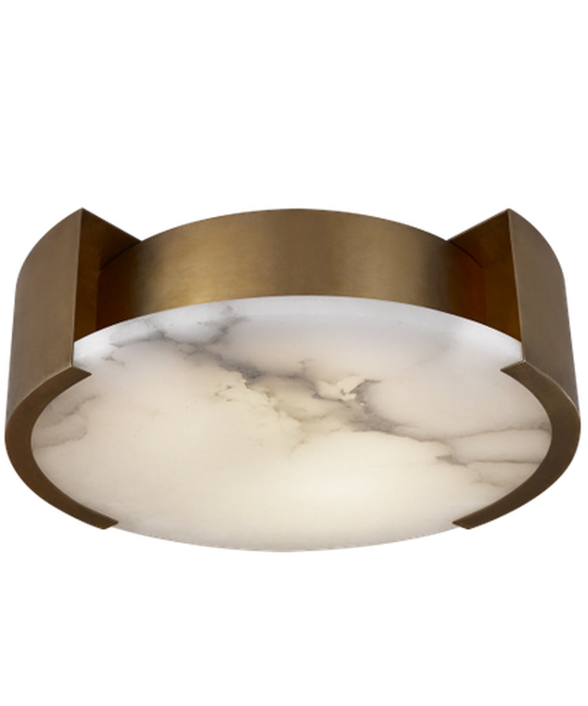 Melange Large Flush Mount Lamp, Antique-Burnished Brass with Alabaster