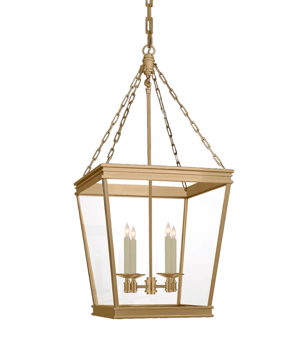 Medium Launceton Hanging Lantern, Antique Burnished Brass
