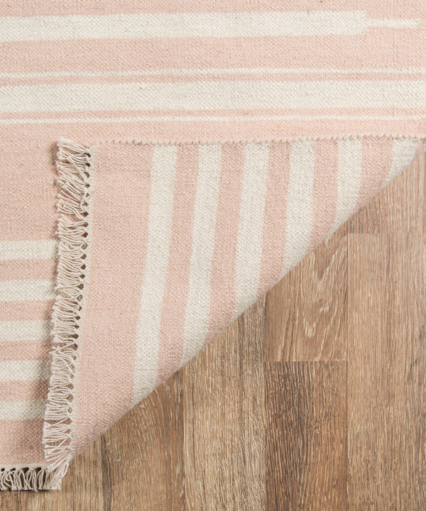 Theo Stripe Flat Weave Rug, Blush