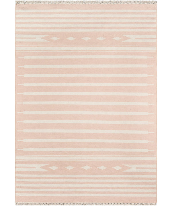 Theo Stripe Flat Weave Rug, Blush