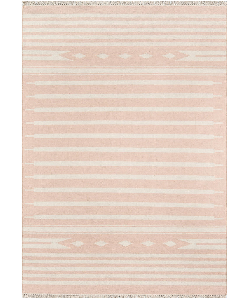 Theo Stripe Flat Weave Rug, Blush
