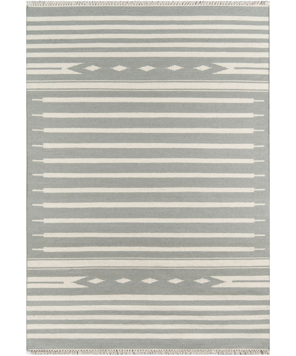 Theo Stripe Flat Weave Rug, Grey