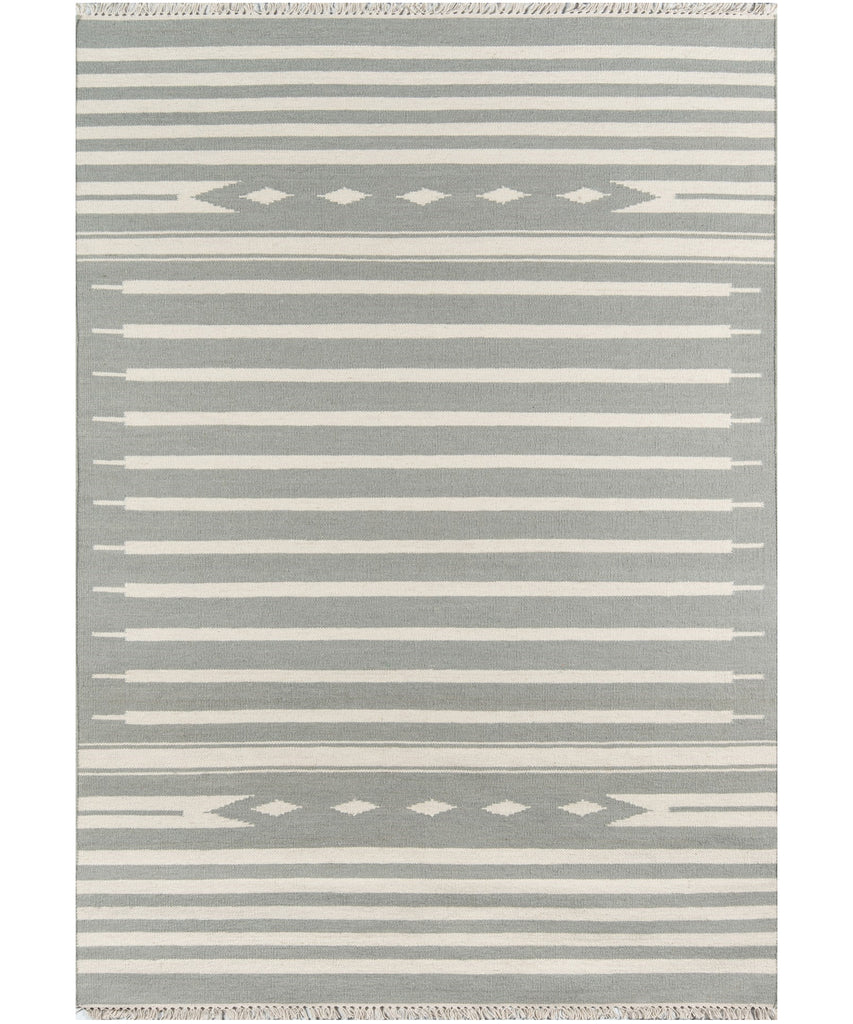 Theo Stripe Flat Weave Rug, Grey