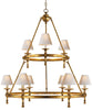 Classic Two-Tier Ring Chandelier, Antique Brass
