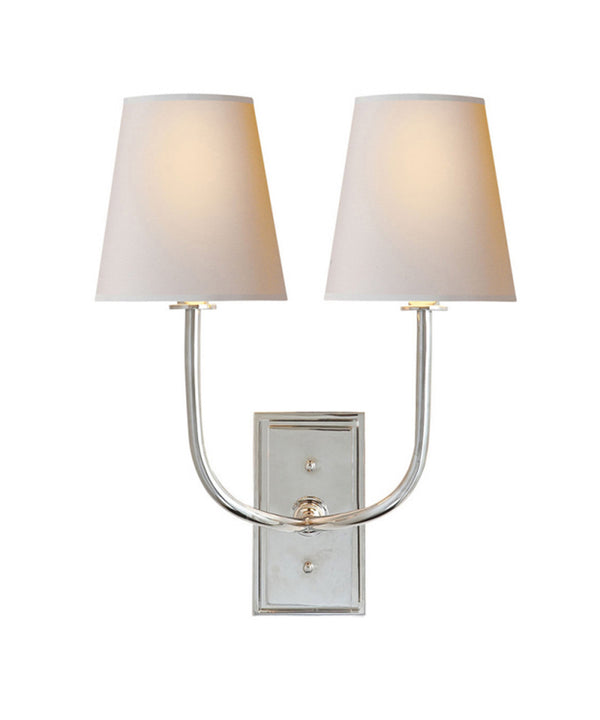 Hulton Double Wall Sconce, Polished Nickel