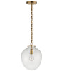 Large Katie Acorn Pendant, Clear Glass with Antique Brass