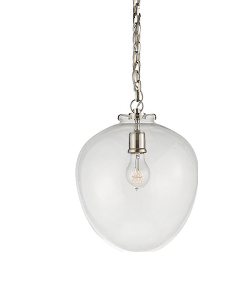 Large Katie Acorn Pendant, Clear Glass with Polished Nickel