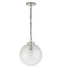 Large Katie Globe Pendant, Clear Glass with Polished Nickel