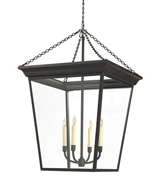 Large Cornice Hanging Lantern, Black Rust