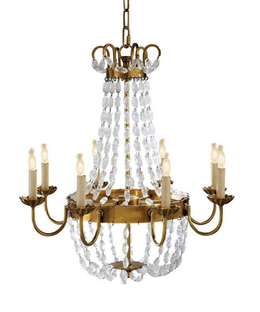 Medium Paris Flea Market Chandelier, Antique Brass