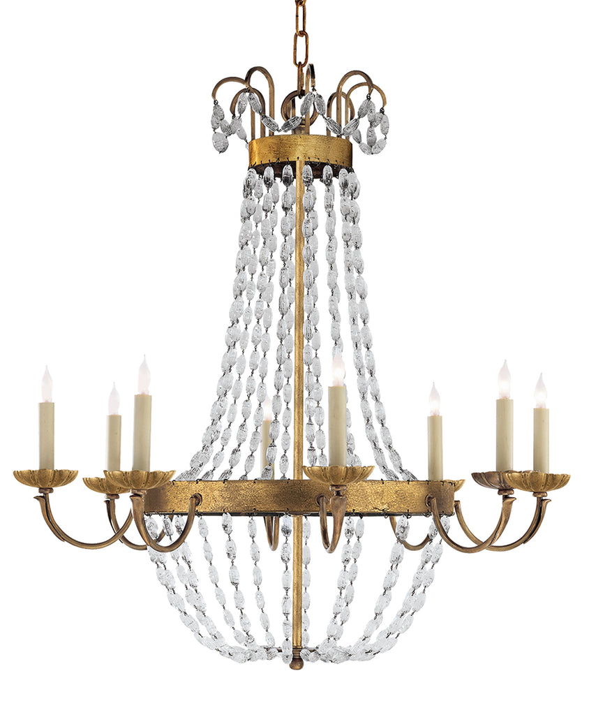 Large Paris Flea Market Chandelier, Gilded Gold