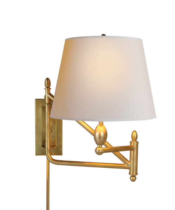 Paulo Bracket Small Swing Arm Light, Antique Brass