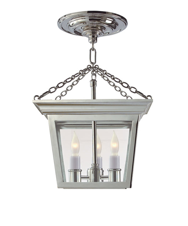 Cornice Semi-Flush Ceiling Lantern, Polished Nickel