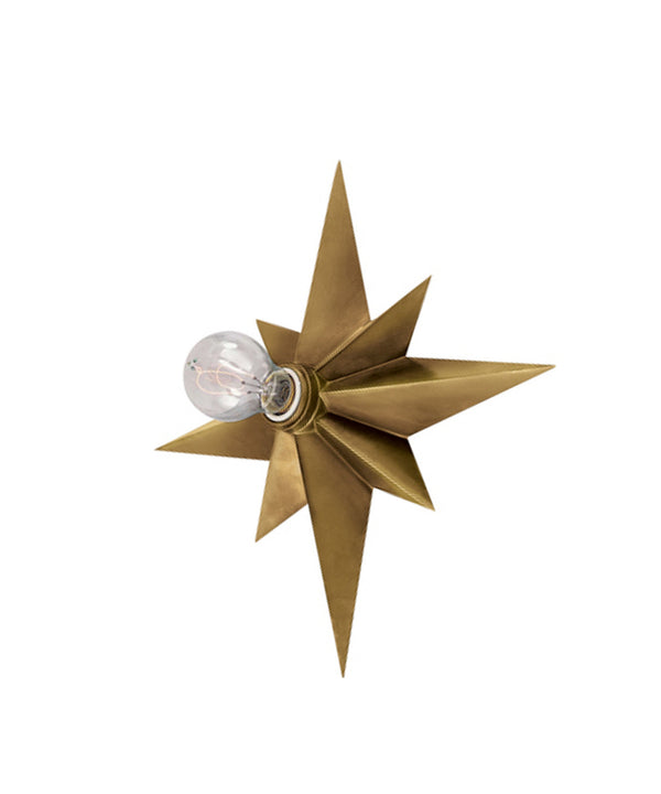 Star Flush Mount Wall Sconce, Antique Brass